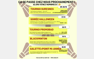 Prochains événements au BCS ! Venez nombreux !